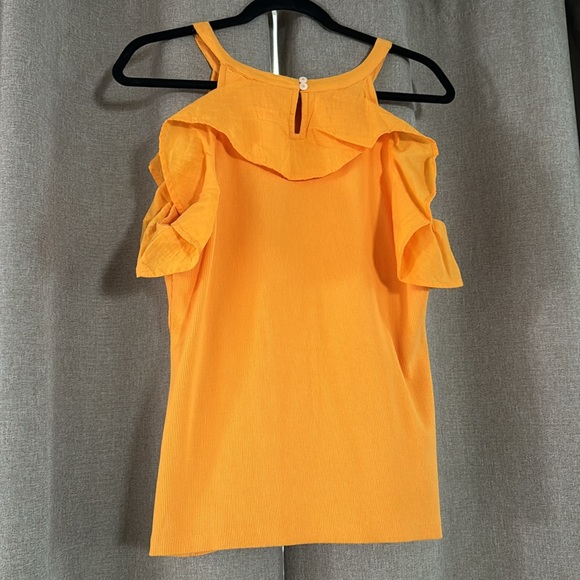 Maeve by Anthropologie Orange Ribbed Ruffle Tank - Picture 2 of 4